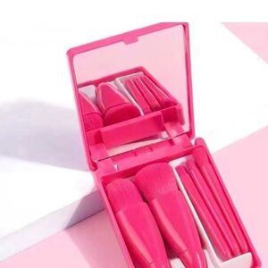 Pink Makeup Brush Set with Mirror